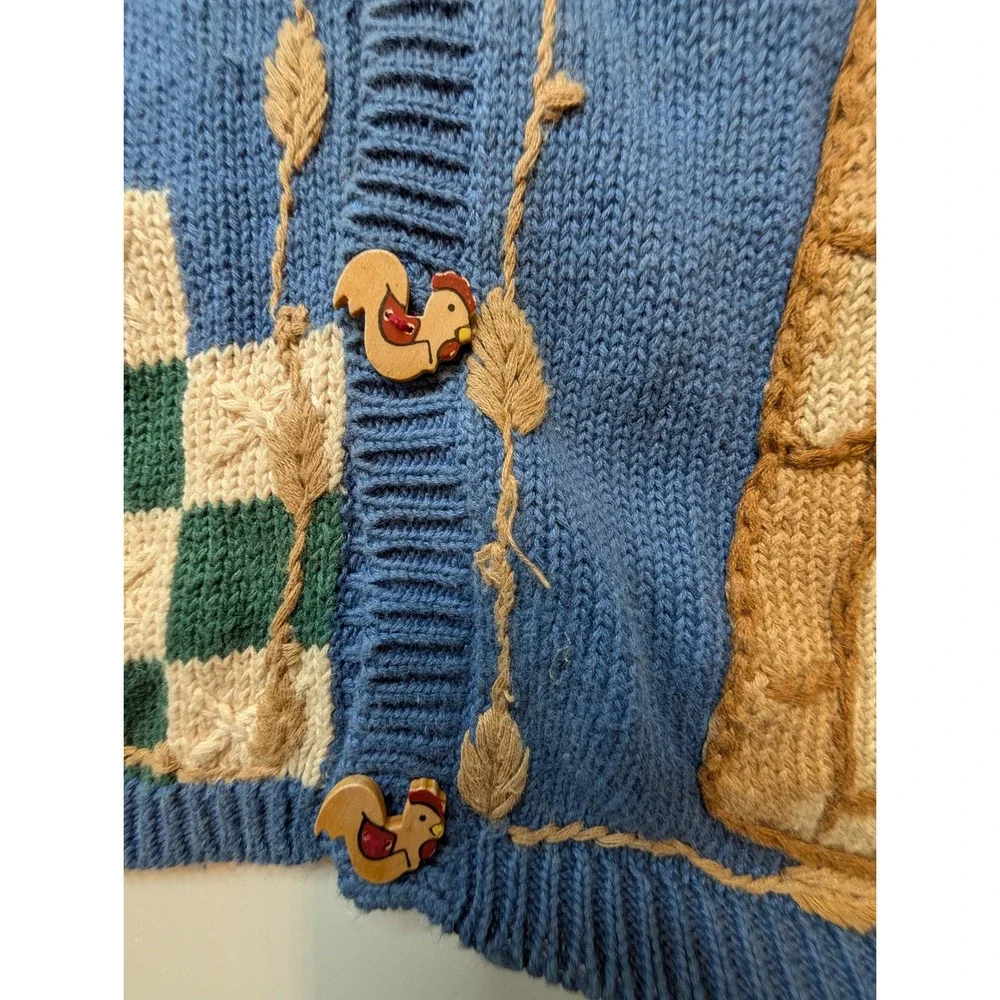 Eagle Eyes Collectibles Embroidered Rooster‎ Chicken Button Up Vest Women M 90s - Picture 5 of 6